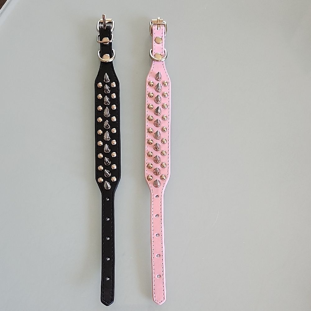 NWT Spiked Faux Leather Dog Collars